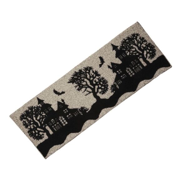 Tahari Spooky Haunted house 13x36 Beaded Table Runner - Picture 1 of 2